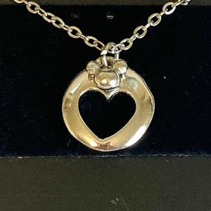 Vintage Disney Mickey Mouse Ears Heart Charm Necklace Stainless Steel 18" Chain Valentines Day Mothers Day Gift Love Heart image 3