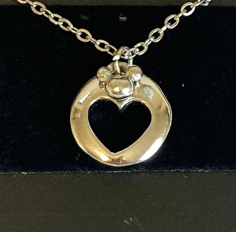 Vintage Disney Mickey Mouse Ears Heart Charm Necklace Stainless Steel 18" Chain Valentines Day Mothers Day Gift Love Heart image 3