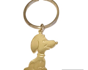 Vintage Snoopy Dog Keychain Keyring Gold Silver Tone Plated Peanuts Charm