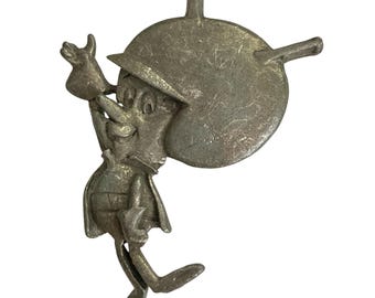 Broche vintage de peltre metálico de 2" de Los Picapiedra, de la década de 1990, con forma de alienígena de Gazoo.