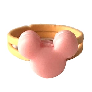 Vintage Disney Mickey Mouse Ears Ring Size 5 6 7 Macaroon Snacks Pink Peach