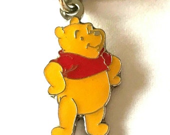 Vintage Disney Winnie the Pooh Bear Keychain Keyring Disneyana Signed Charm