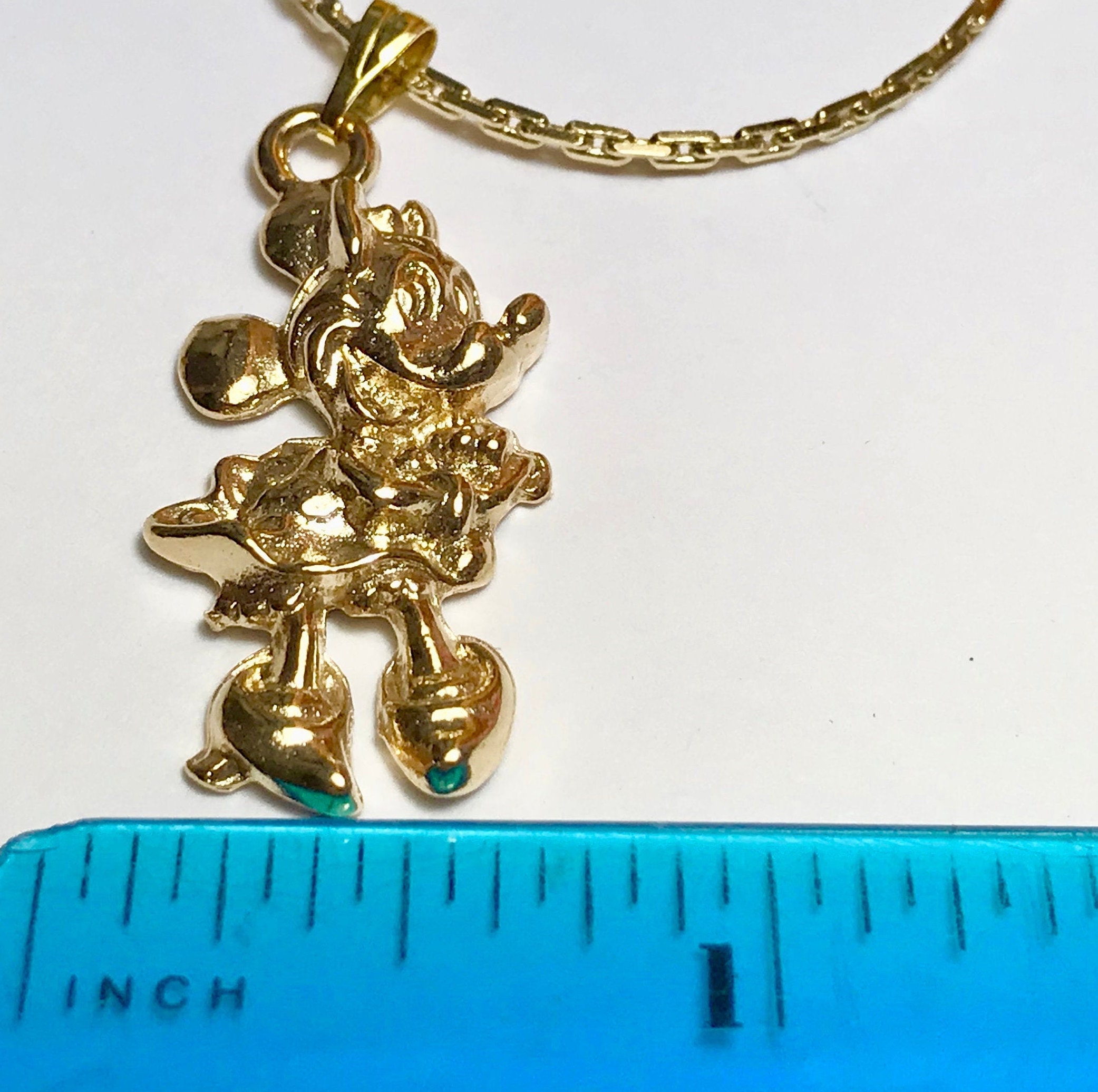 Gold Minnie Mouse Necklace Vintage Pendant Plated 24 Etsy