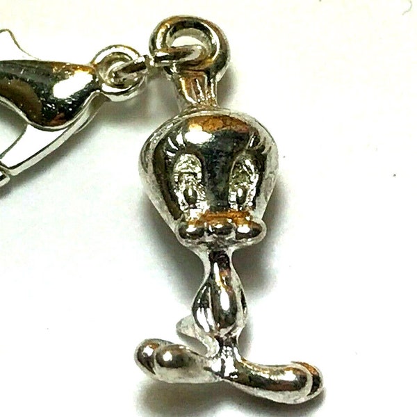 Vintage Silver Tweety Bird Charm Warner Bros. Clip On Zipper Pull Pendant Purse