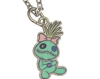 Vintage Disney Scrump Lilo & Stitch Charm Necklace 18" Signed Aulani Ohana