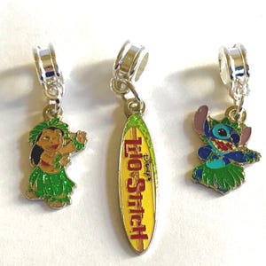 Disney Lilo & Stitch Charms European Bead Retired Disneyana Zipper Pull Purse Handbag Charm RARE Vintage Fits Pandora Bracelet
