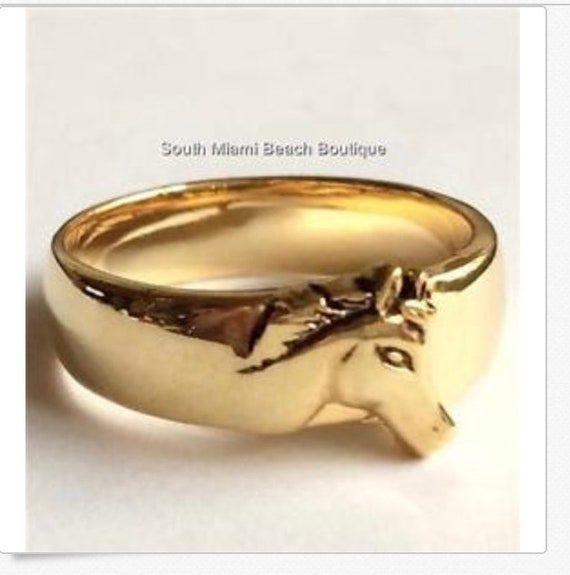 Gold Mustang Horse Head Ring Band Cowgirl Country Western Etsy