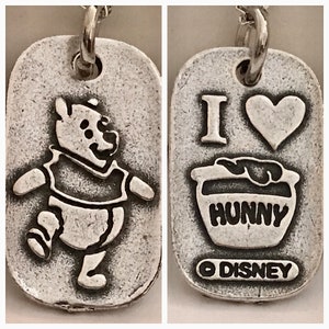 Vintage Disney Winnie the Pooh Necklace Pendant Retired Disneyana 16-18&quot; Signed Charms Rare