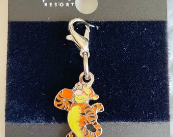 Vintage Disney Tigger Charm Winnie The Pooh Zipper Pull Backpack Purse Charm Disneyana Clip On For Bracelet Signed Charm