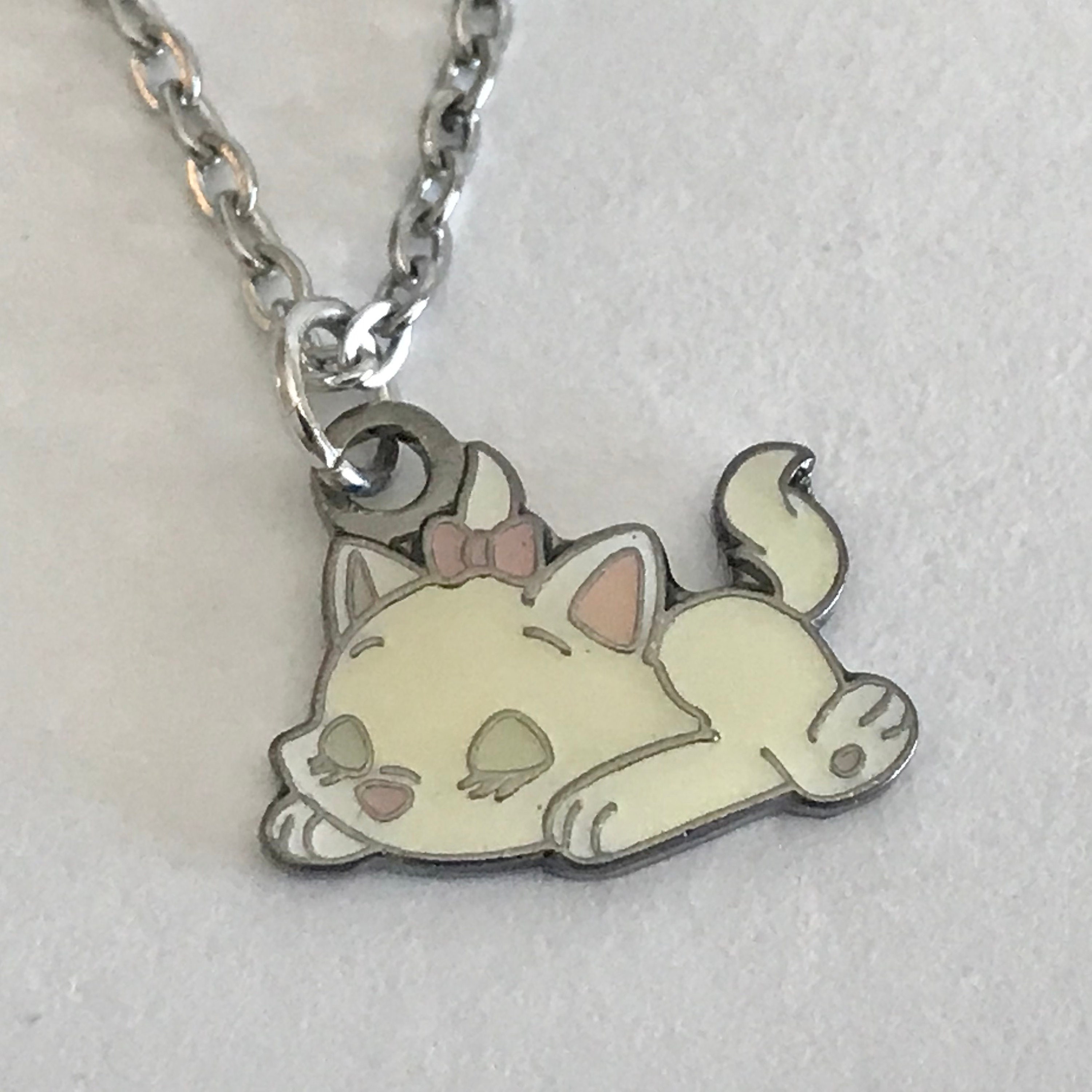 Vintage Disney Aristocats Marie Cat Necklace Charm Disneyana