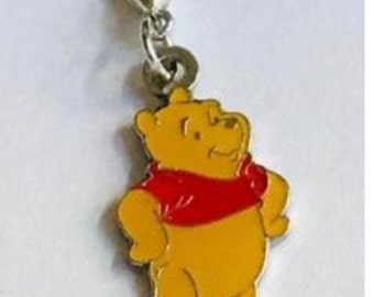 Vintage Disney Winnie the Pooh Bear Charm Zipper Pull Purse Tag Disneyana Clip On Christopher Robin