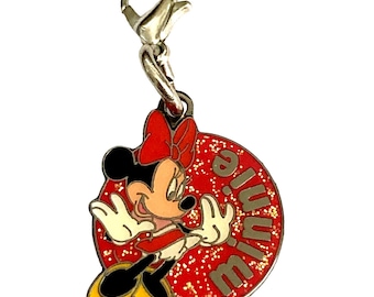 Vintage Disney Minnie Mouse Clip On Charm Zipper Pull Purse Bag Signed Back