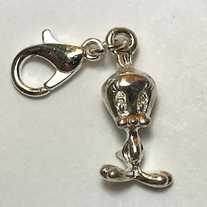 Vintage Silver Tweety Bird Charm Warner Bros. Clip On Zipper Pull Pendant Purse