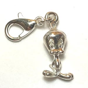 Vintage Silver Tweety Bird Charm Warner Bros. Clip On Zipper Pull Pendant Purse