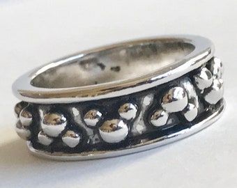Vintage Disney Mickey Mouse Icon Eternity Ring Band Silver Plated Size 7 RARE Disneyana Signed Mens Womens Boys Girls