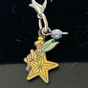 Vintage Disney Tinker Bell Tinkerbell Charm Disneyana Fairy Crystal bead Enamel