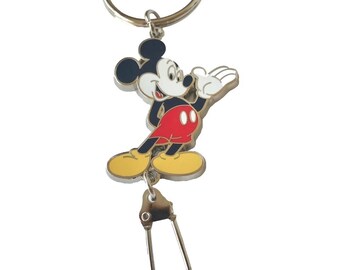 Vintage Disney Mickey Mouse Zipper Pull Keychain Purse Bag Charm Keyring Disneyana
