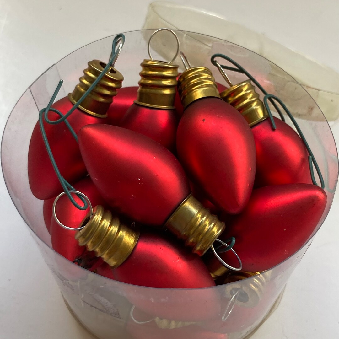Vintage Christmas Tree Light Bulb Ornaments Red Glass Lot of Etsy
