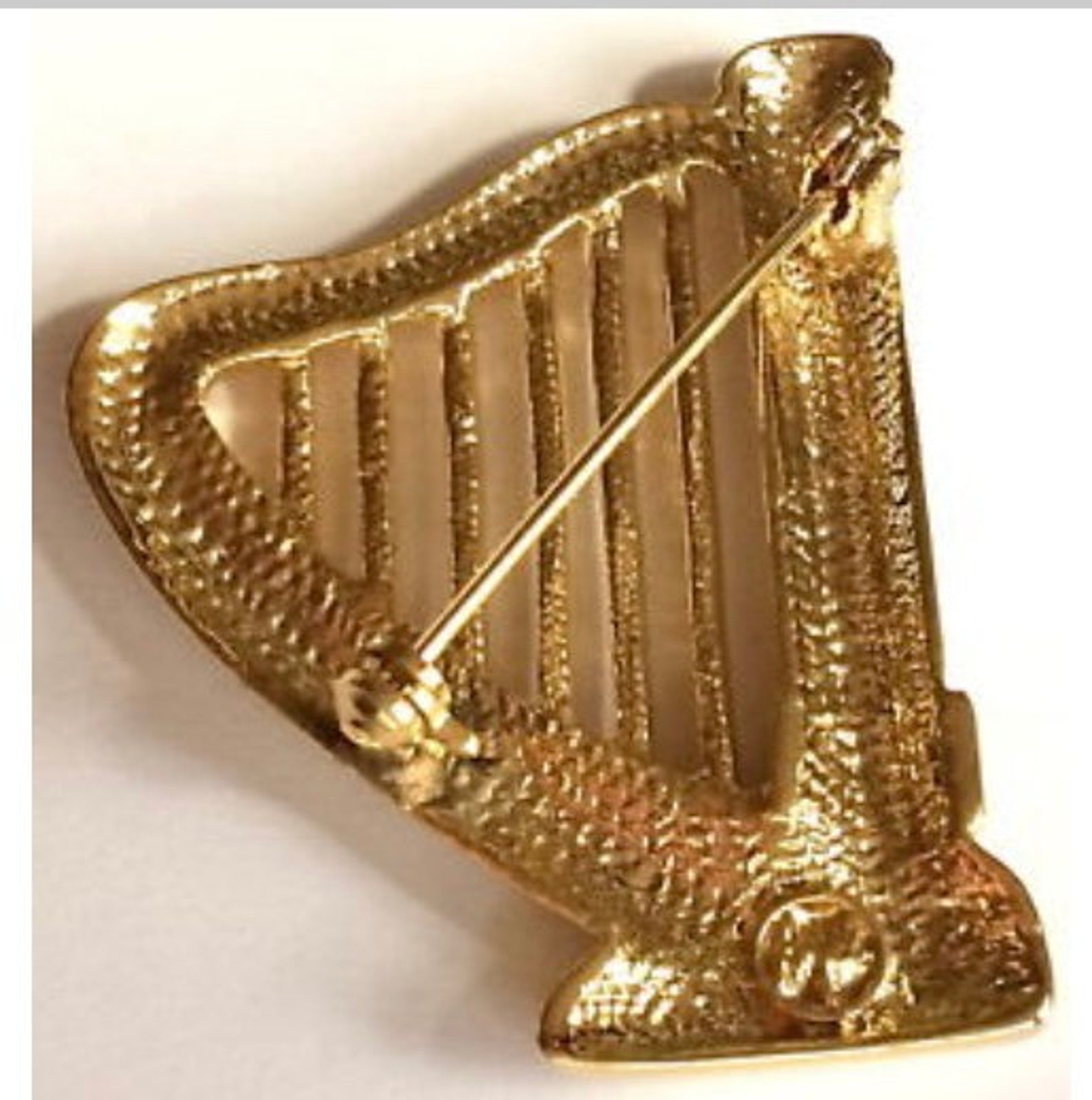 Vintage Gold Plated Irish Celtic Harp Pin Brooch Music Gift Etsy