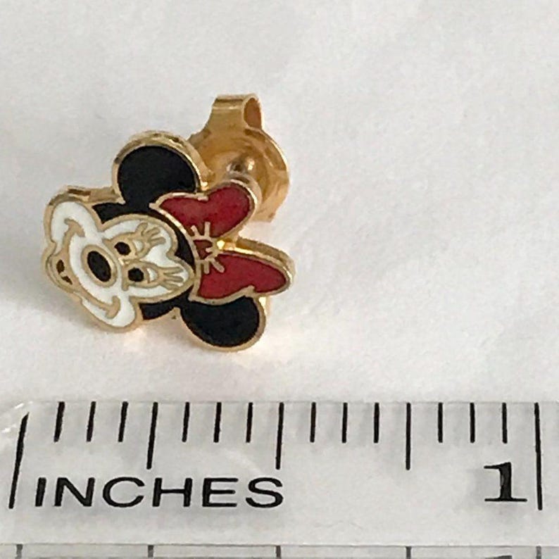 Vintage Disney Minnie Mouse Earrings Post Stud Pierced Disneyana Signed Charms image 10