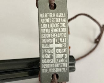 Vintage The Lords Prayer Leather Bracelet Mens Womens Adjustable Rope Catholic