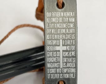 Vintage The Lords Prayer Leather Bracelet Mens Womens Adjustable Rope Catholic