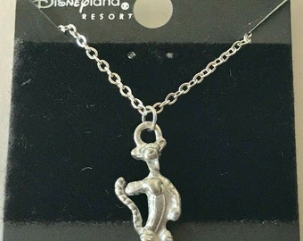 Vintage Disney Tigger Charm Necklace Winnie The Pooh  18" Stainless Steel Chain Silver Tone Disneyana Dainty Charm