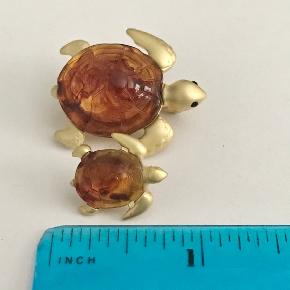 Vintage Amber Sea Turtle Tie Tac Lapel Pin Brooch… - image 7