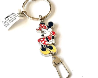 Vintage Disney Minnie Mouse Zipper Pull Keychain Purse Charm Keyring Disneyana