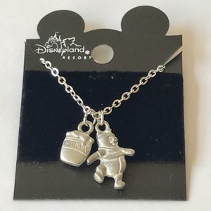 Vintage Disney Winnie The Pooh Hunny Pot Necklace Charm 18&quot; Silver Disneyana