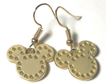 Mickey Minnie Mouse Earrings Charms Gold Plated Dangle