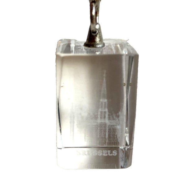 Grand Place Brussels Belgium Keychain Souvenir Vintage Crystal Hologram Souvenir