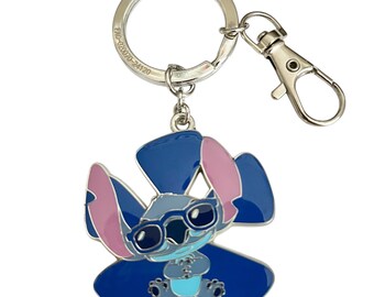 Vintage Disney Stitch Keychain Zipper Pull Purse Bag Charm Aulani Disneyana Flower Power