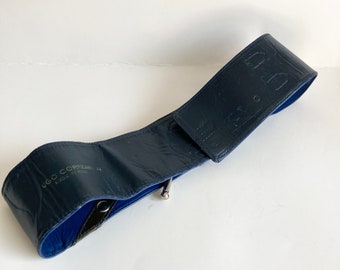 Vintage Ugo Correani Royal Blue Italian Leather Wide Belt  display picture 1