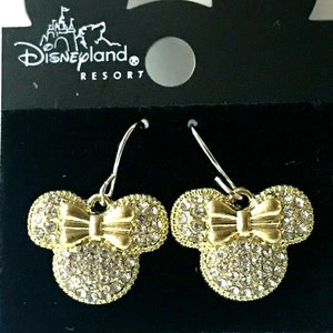 Vintage Disney Minnie Mouse Earrings Bows Charms Gold Silver Plated Disneyana Mickey