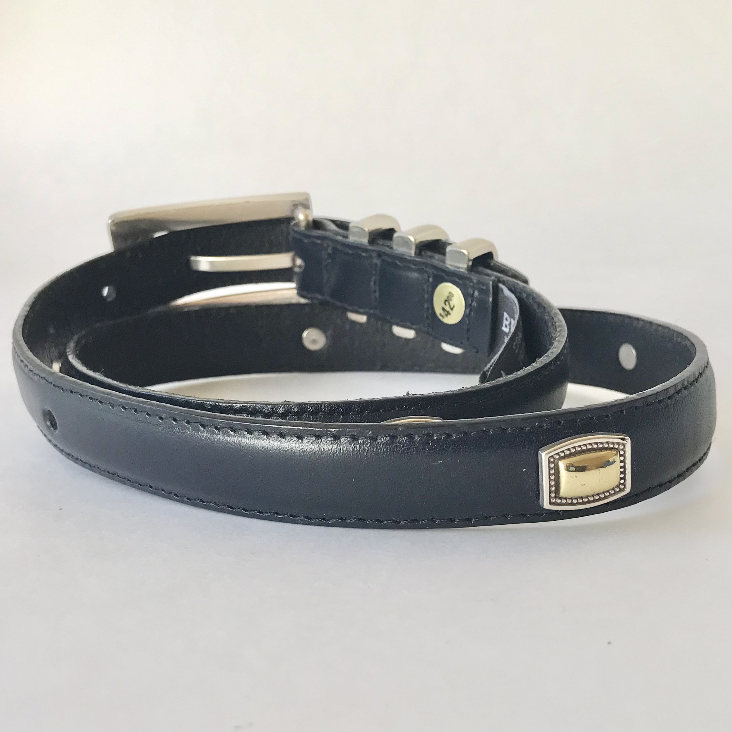 Vintage Brighton Navy Blue Leather Belt Womens Small Etsy