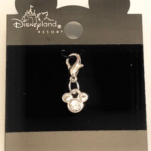 Vintage Disney Austrian Crystal Mickey Mouse Ears Icon Charm Charms Clip On Rare  USA Made Retired Disneyana Zipper Pull