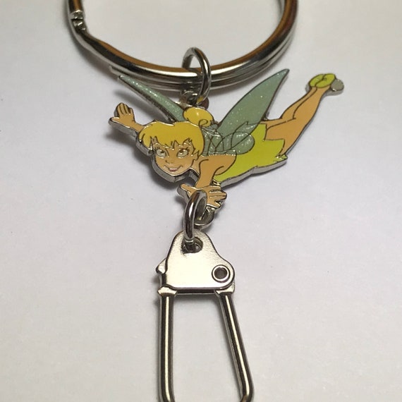 Vintage Disney Tinkerbell Zipper Pull Keychain Keyring Purse Bag