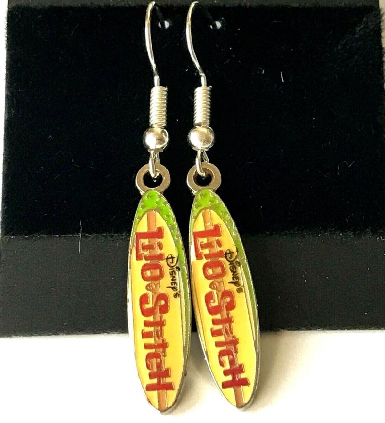Vintage Disney Lilo & Stitch Earrings Disneyana Surfboard Aulani Resort Oahu Ohana Hawaii Surfing image 2