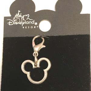 Vintage Silver Mickey Mouse Ears Charm Clip On Disney Bracelet Zipper Pull Purse Tag Disneyana