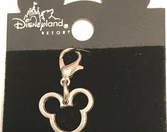 Vintage Silver Mickey Mouse Ears Charm Clip On Disney Bracelet Zipper Pull Purse Tag Disneyana