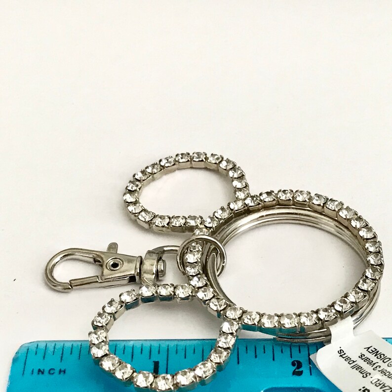 Vintage Disney Rhinestone Mickey Mouse Ears Keychain Purse Charm Zipper Pull Disneyana