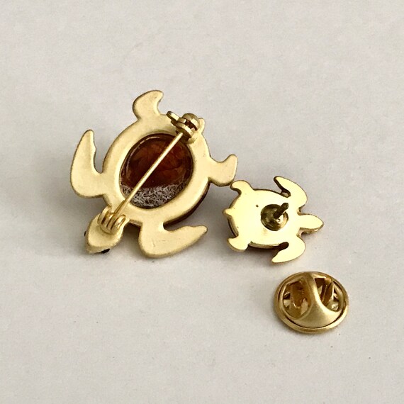 Vintage Amber Sea Turtle Tie Tac Lapel Pin Brooch… - image 6