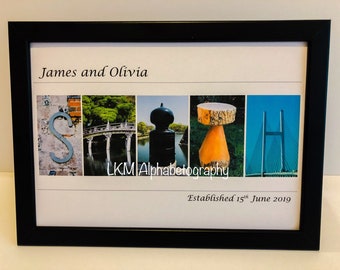 Personalized Surname Letter Art Print - Handmade Frame