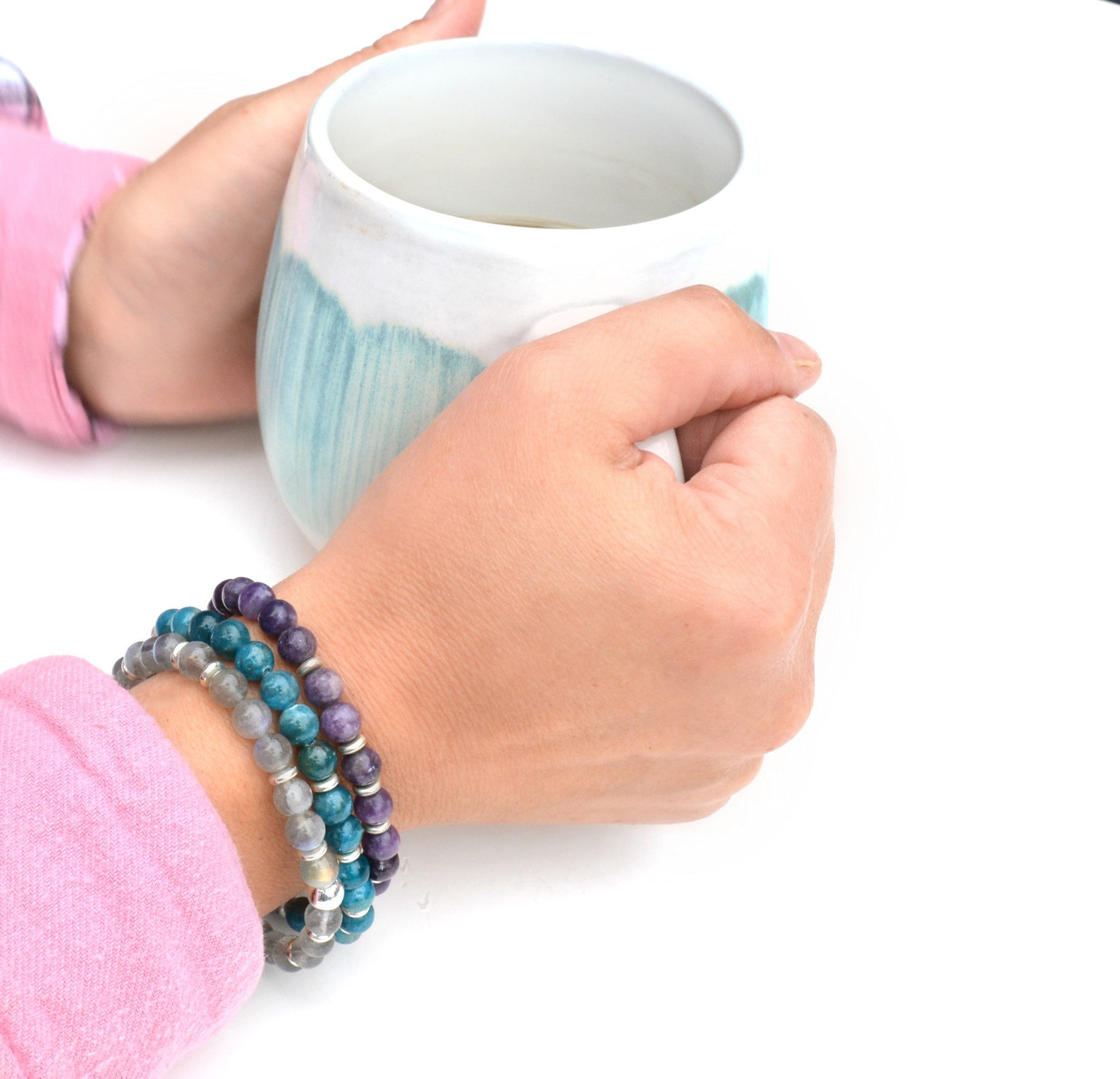 Healing Crystals Beaded Bracelet Set Customizable Bracelet Etsy