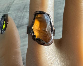 Orange Fluorite Ring, Adjustable Ring