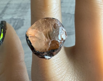 Orange Fluorite Ring, Adjustable Ring