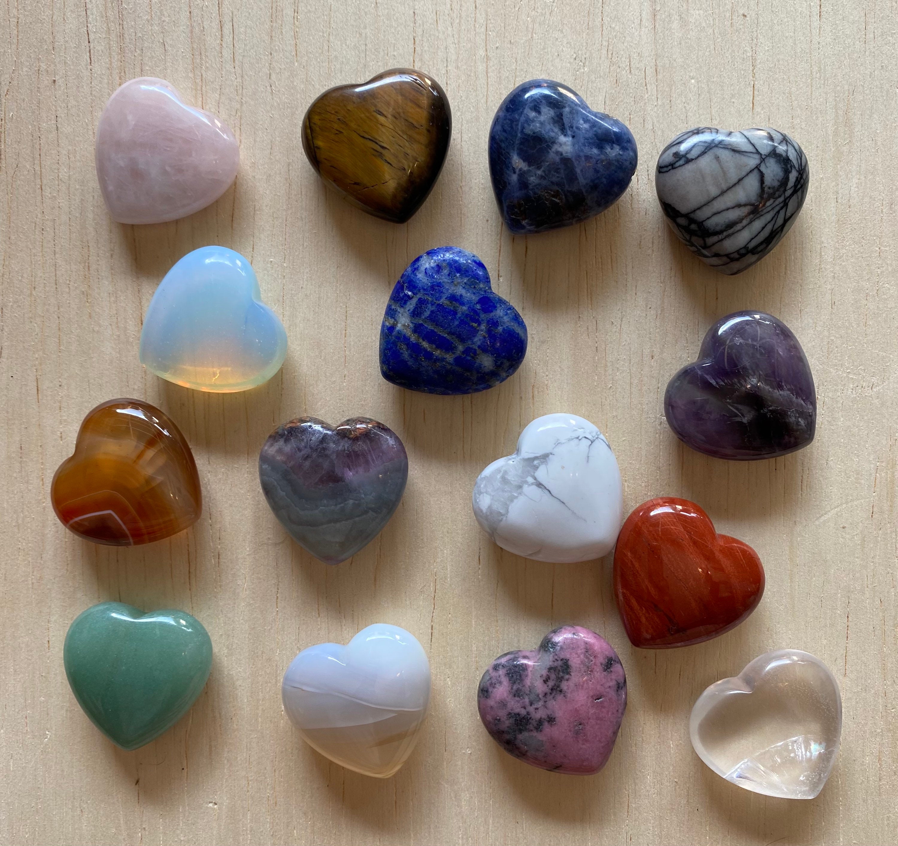 Natural Heart Shaped Crystal various colors Palm Stone Etsy