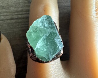 Aqua Fluorite Ring, Adjustable Ring