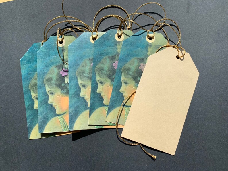Gift Label Journal Embellishments Scrapbook Tag Shabby Chic 1920/'s Unique Handmade